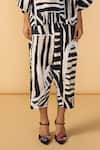 Saaksha & Kinni_Black And White Stripe Loly Trouser _at_Aza_Fashions