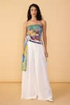 Buy_Saaksha & Kinni_Multi Color Cotton, Silk Bandeau Neck Scribble Dense Strapless Amina Blouse _at_Aza_Fashions