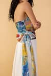 Saaksha & Kinni_Multi Color Cotton, Silk Bandeau Neck Scribble Dense Strapless Amina Blouse _at_Aza_Fashions