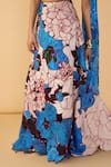 Buy_Saaksha & Kinni_Blue Crepe, Cotton Embroidery, Cut Work, Applique Sachi Rose Print Lehenga _Online_at_Aza_Fashions