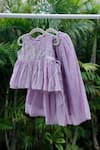 Buy_Snuggleme_Purple Chanderi Embroidery, Beads Floral Top With Lehenga _at_Aza_Fashions