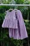 Shop_Snuggleme_Purple Chanderi Embroidery, Beads Floral Top With Lehenga _Online_at_Aza_Fashions