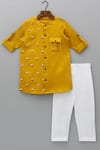 Buy_Snuggleme_Yellow Cotton Embroidery Butti Work Kurta With Pant _at_Aza_Fashions