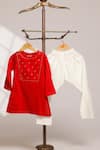 Buy_Snuggleme_Red Cotton Embroidery, Metallic Thread Kurta With Pant _at_Aza_Fashions
