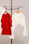 Buy_Snuggleme_Red Cotton Embroidery, Metallic Thread Kurta With Pant _Online_at_Aza_Fashions