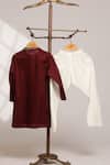 Shop_Snuggleme_Wine Cotton Embroidery, Metallic Thread Kurta With Pant _at_Aza_Fashions