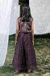 Shop_Snuggleme_Brown Chanderi Embroidery Floral Pattern Waistcoat With Lehenga _at_Aza_Fashions