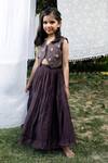 Snuggleme_Brown Chanderi Embroidery Floral Pattern Waistcoat With Lehenga _Online_at_Aza_Fashions