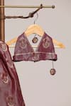 Snuggleme_Brown Jacquard Metallic Thread, Embroidery, Floral Pattern Blouse With Lehenga _Online_at_Aza_Fashions