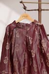 Shop_Snuggleme_Brown Jacquard Metallic Thread, Embroidery, Floral Pattern Blouse With Lehenga _Online_at_Aza_Fashions