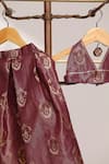 Buy_Snuggleme_Brown Jacquard Metallic Thread, Embroidery, Floral Pattern Blouse With Lehenga 