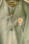 Snuggleme_Green Chanderi, Cotton Embroidery, Beads Bloom Kurta With Pant _Online_at_Aza_Fashions