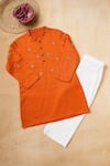 Buy_Snuggleme_Orange Cotton Embroidery Kurta With Pant _at_Aza_Fashions
