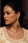 Maisara Jewelry_Gold Plated Stones, Beads Amodini Floral Carved Earrings _Online_at_Aza_Fashions