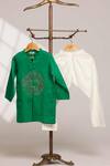 Buy_Snuggleme_Green Cotton Embroidery Kurta With Pyjama _at_Aza_Fashions