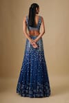 Shop_Asaga_Blue Satin, Organza, Tulle, Chinon, Crepe Mirrors, Embroidery, Lehenga Set _at_Aza_Fashions
