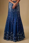 Asaga_Blue Satin, Organza, Tulle, Chinon, Crepe Mirrors, Embroidery, Lehenga Set _Online_at_Aza_Fashions
