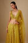 Buy_Asaga_Yellow Organza, Satin, Tulle, Chinon, Crepe Flurry Lehenga Blouse Set _Online_at_Aza_Fashions