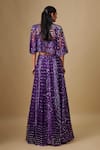 Shop_Asaga_Purple Satin, Organza, Tulle, Chinon, Crepe Sequins, Sprinkle Cape Lehenga Set _at_Aza_Fashions