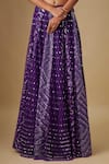 Asaga_Purple Satin, Organza, Tulle, Chinon, Crepe Sequins, Sprinkle Cape Lehenga Set _Online_at_Aza_Fashions