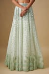 Asaga_Green Satin, Organza, Tulle, Chinon, Crepe Mirrors, Thundra Lehenga Set _Online_at_Aza_Fashions