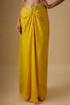 Buy_Asaga_Yellow Satin, Organza, Tulle, Crepe Mirrors V-neck, Mistral Work Cape Skirt Set _Online_at_Aza_Fashions