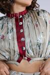 Studio Surbhi_Ivory Georgette, Satin Embroidery, Tassels Floral Pattern Jacket And Skirt Set _Online_at_Aza_Fashions