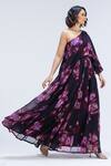 Buy_Studio Surbhi_Purple Organza One Shoulder Top And Skirt Set _at_Aza_Fashions