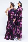 Shop_Studio Surbhi_Purple Organza One Shoulder Top And Skirt Set _Online_at_Aza_Fashions