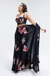 Shop_Studio Surbhi_Black Georgette, Satin Beads, Embroidery Embellished Shrug And Draped Skirt Set _at_Aza_Fashions