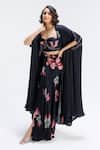 Buy_Studio Surbhi_Black Georgette, Satin Beads, Embroidery Embellished Shrug And Draped Skirt Set _at_Aza_Fashions