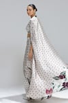 Shop_Studio Surbhi_Beige Georgette, Satin Open Neck, Flora Pattern Shurg And Draped Skirt Set _at_Aza_Fashions