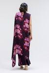 Shop_Studio Surbhi_Purple Georgette, Satin Beads, Embroidery High Flora Print Saree Gown With Belt _at_Aza_Fashions