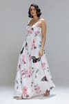 Buy_Studio Surbhi_White Cotton, Silk Scoop Neck Printed Dress _at_Aza_Fashions