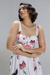 Buy_Studio Surbhi_White Cotton, Silk Scoop Neck Printed Dress _Online_at_Aza_Fashions