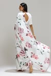 Shop_Studio Surbhi_White Georgette, Satin V-neck Flora Print Saree With Blouse _at_Aza_Fashions
