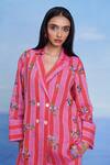 Saphed Pink Linen Embroidery Amalfi Blazer Shirt Online at Aza Fashions Saphed_Pink Linen Embroidery Amalfi Blazer Shirt _Online_at_Aza_Fashions