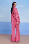 Shop_Saphed_Pink Linen Amalfi Bell Bottom Pant _at_Aza_Fashions