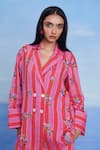 Buy_Saphed_Pink Linen Embroidery Amalfi Blazer Shirt Set _Online_at_Aza_Fashions
