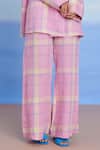 Saphed_Pink Linen Cassata Bell Bottom Pant _at_Aza_Fashions