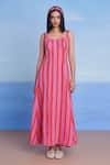 Saphed_Pink Linen Scoop Neck Amalfi Dress _Online_at_Aza_Fashions