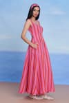 Saphed_Pink Linen Scoop Neck Amalfi Dress _at_Aza_Fashions