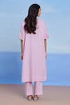 Shop_Saphed_Lilac Linen V-neck Dolman Kurta Set _at_Aza_Fashions