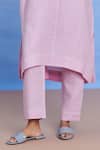 Shop_Saphed_Lilac Linen V-neck Dolman Kurta Set _Online_at_Aza_Fashions
