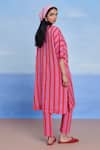 Shop_Saphed_Pink Linen V-neck Amalfi Dolman Kurta Set _at_Aza_Fashions