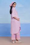 Shop_Saphed_Lilac Linen Collared Shirt Kurta _at_Aza_Fashions