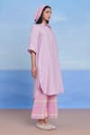 Buy_Saphed_Lilac Linen Collared Shirt Kurta _Online_at_Aza_Fashions