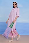 Saphed_Lilac Linen Collared Cassata Amalfi Shirt Kurta Set _Online_at_Aza_Fashions