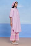 Shop_Saphed_Lilac Linen Collared Cassata Amalfi Shirt Kurta Set _Online_at_Aza_Fashions