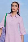 Buy_Saphed_Lilac Linen Collared Cassata Amalfi Shirt Kurta Set 